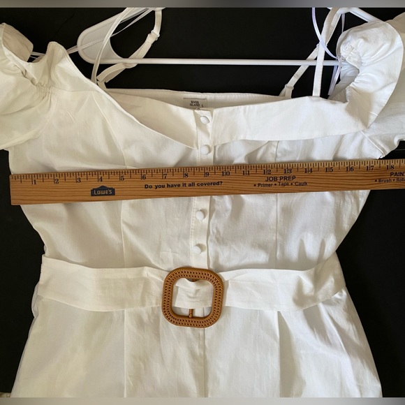 RIVER ISLAND Women Belted Could Shoulder Romper White 3/4 Sleeve, size 8 - Picture 2 of 16